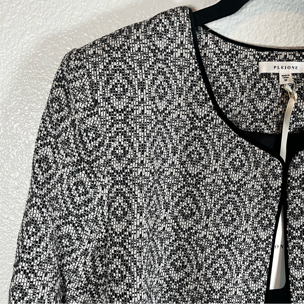 NWT Anthropologie Pleione Gray Textured Open-Front Tweed Jacket Multiple Sized - Picture 4 of 9